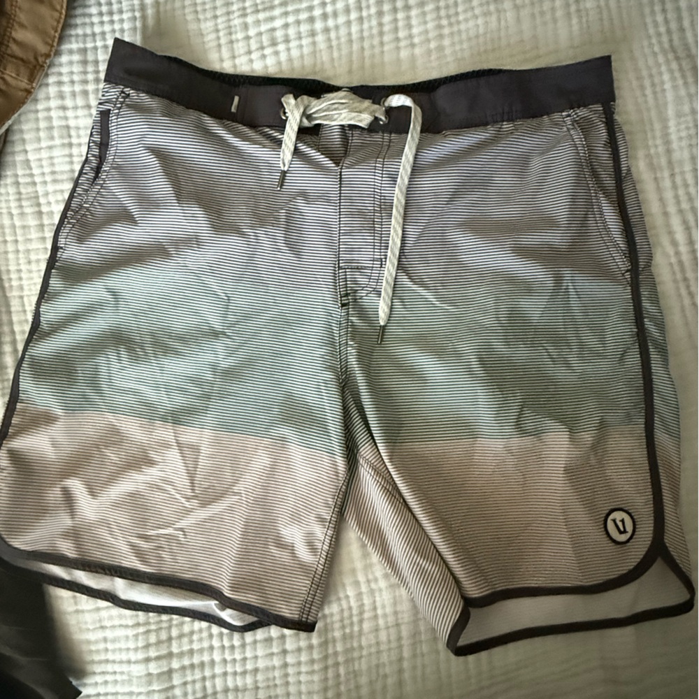 Vuori Board shorts Men's Striped Swim Shorts - Black, Gray, Tan
